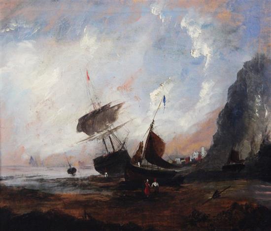 19th century English School Shipping off the coast 12 x 14in.